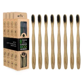 100% Natural ECO Bamboo Toothbrushes with Charcoal Soft Bristles (8 pk.)