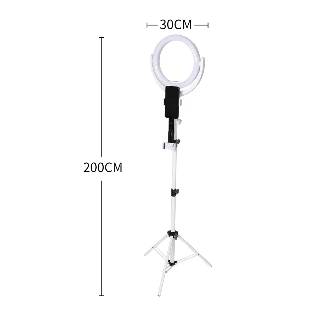 12'' LED Ring Light with Tripod Stand Phone Holder Dimmable Selfie Studio Lamp White