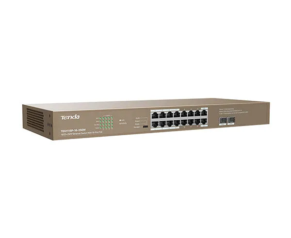 16GE 2SFP Ethernet Switch With 16-Port PoE