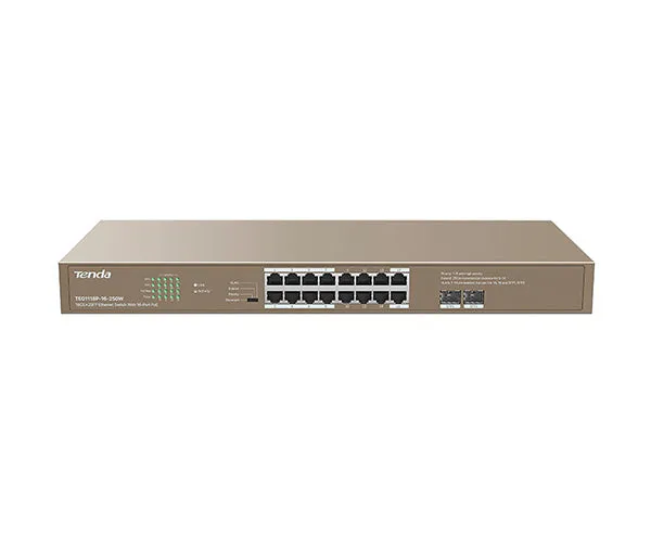 16GE 2SFP Ethernet Switch With 16-Port PoE