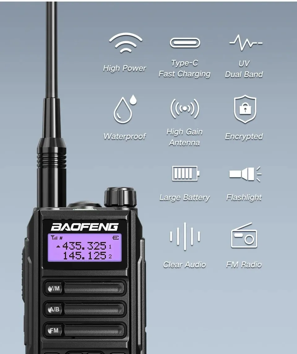 2022 BAOFENG Radio UV-16 PLUS Rainproof High Power Walkie Talkie VHF&UHF Long Range FM Portable Transceiver 2 Way Ham Radios New