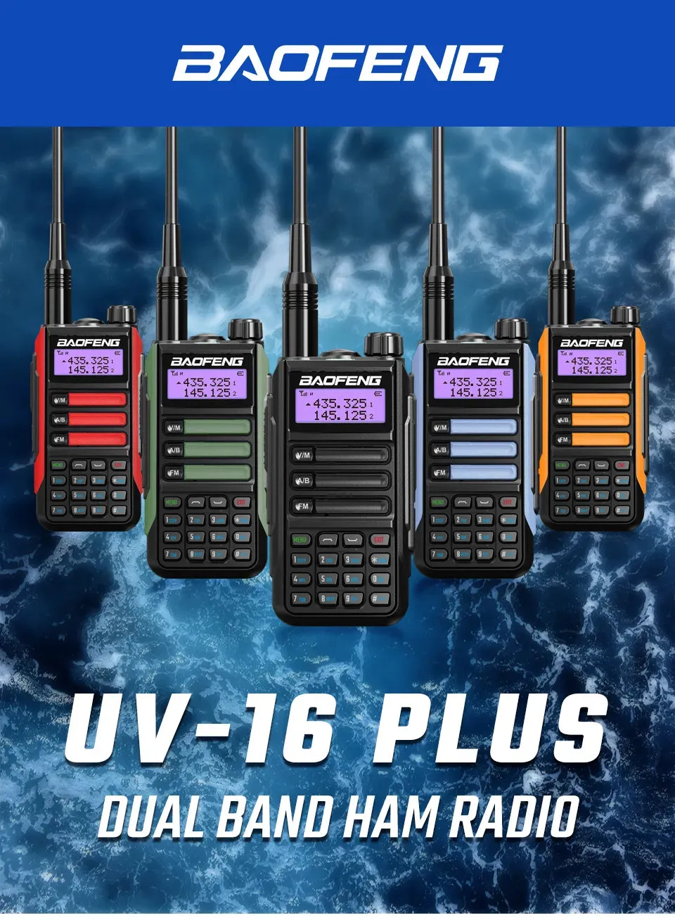 2022 BAOFENG Radio UV-16 PLUS Rainproof High Power Walkie Talkie VHF&UHF Long Range FM Portable Transceiver 2 Way Ham Radios New