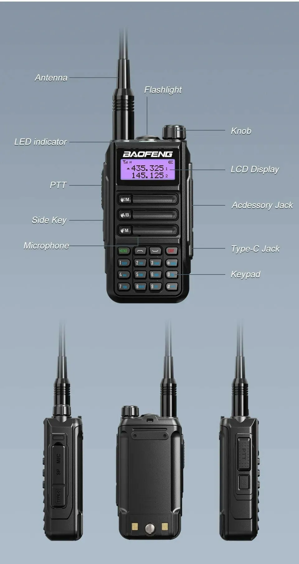 2022 BAOFENG Radio UV-16 PLUS Rainproof High Power Walkie Talkie VHF&UHF Long Range FM Portable Transceiver 2 Way Ham Radios New