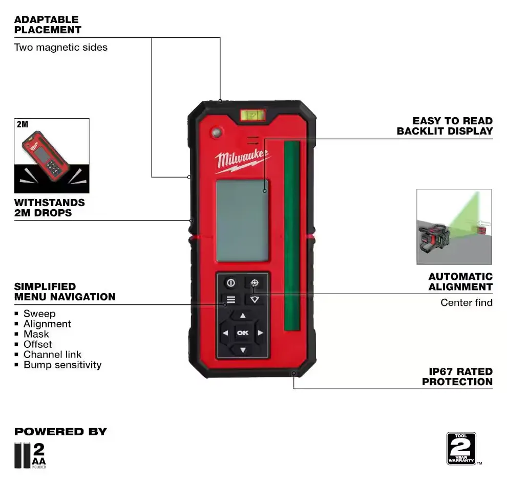 3701-21T Milwaukee M18 Fuel Exterior Rotary Laser Level Kit - 2000F