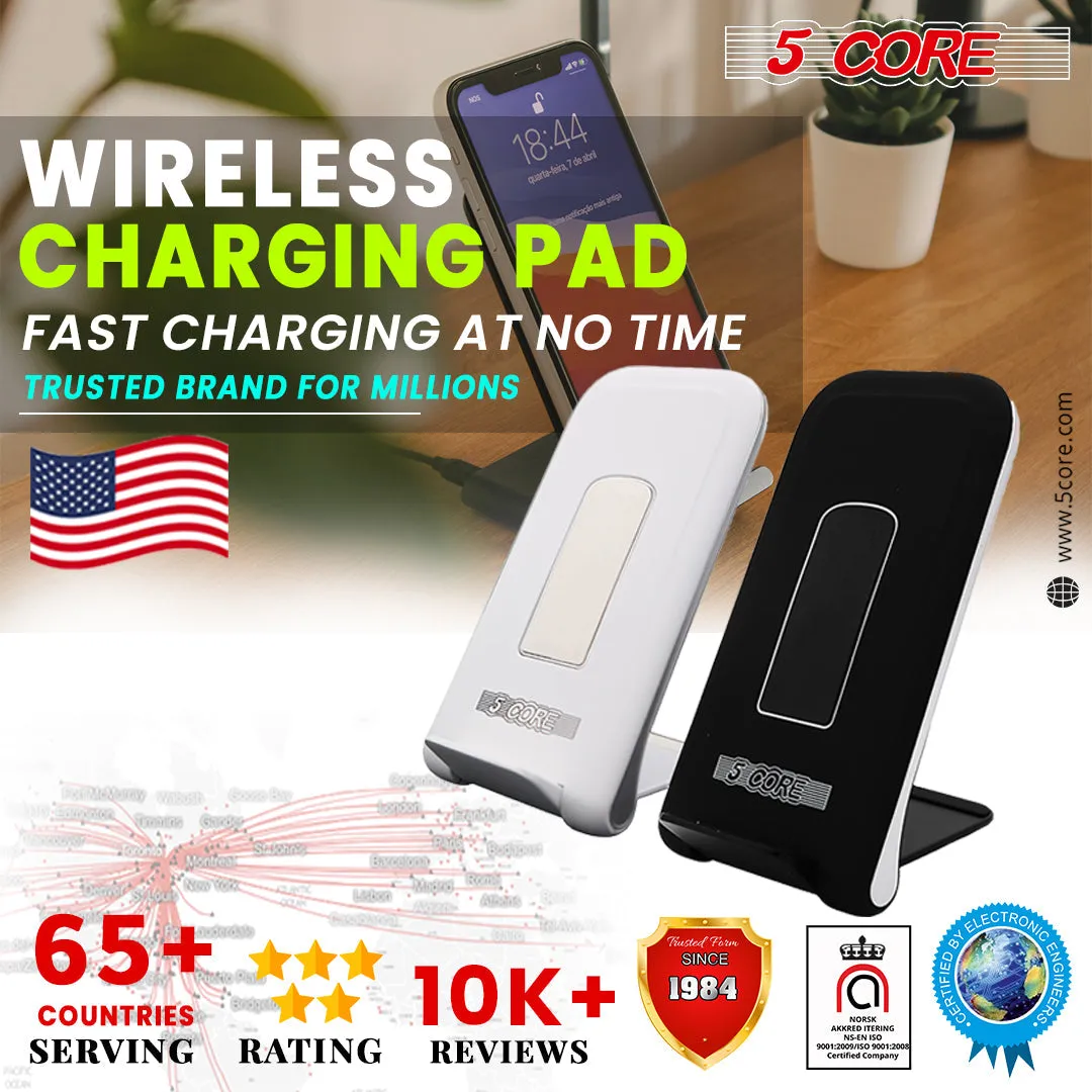 5 Core Wireless Fast Charge Stand Black & White Pair Dock Phone