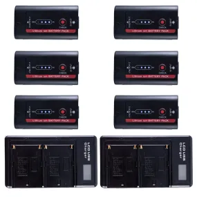 6x NP-F980 7.4V 6600mAh Li-Ion Batteries with 2x NP-F Series Dual-Battery Chargers Kit