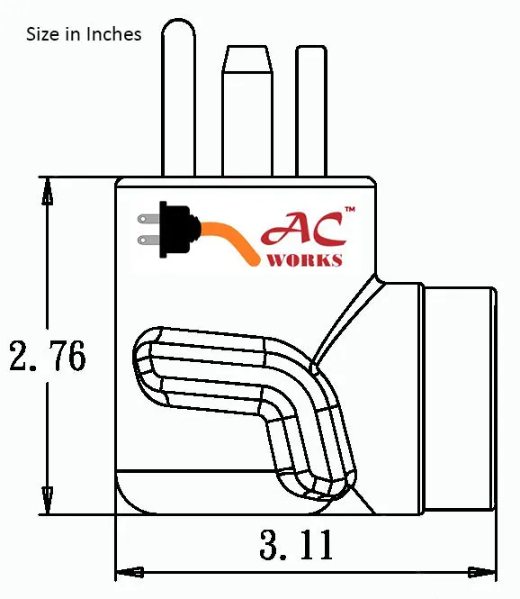 AC WORKS® [AD14301030] 4-Prong NEW Dryer Plug to 3-Prong OLD Dryer Socket Adapter