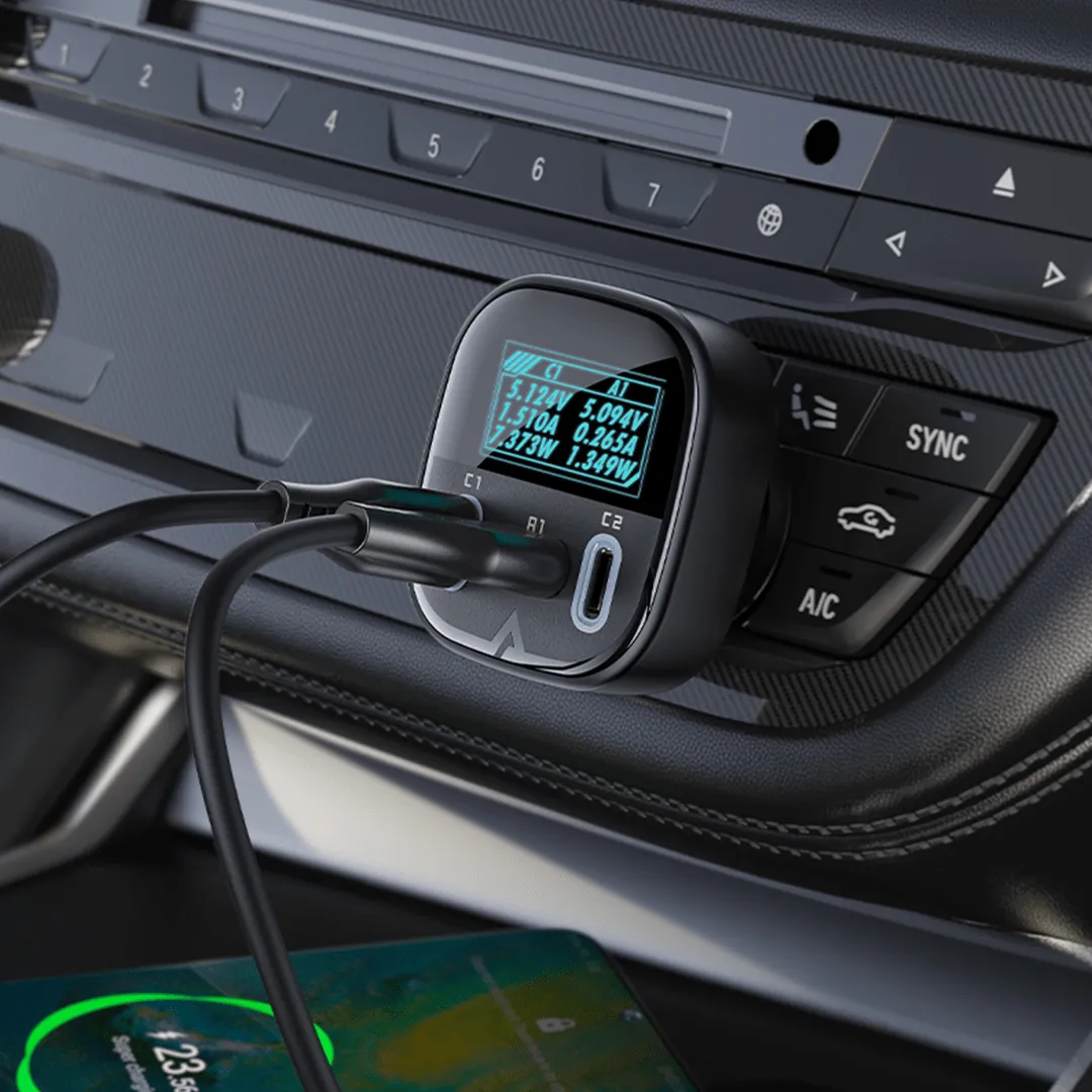 AceFast 101W Fast Car Charger with OLED Smart Display