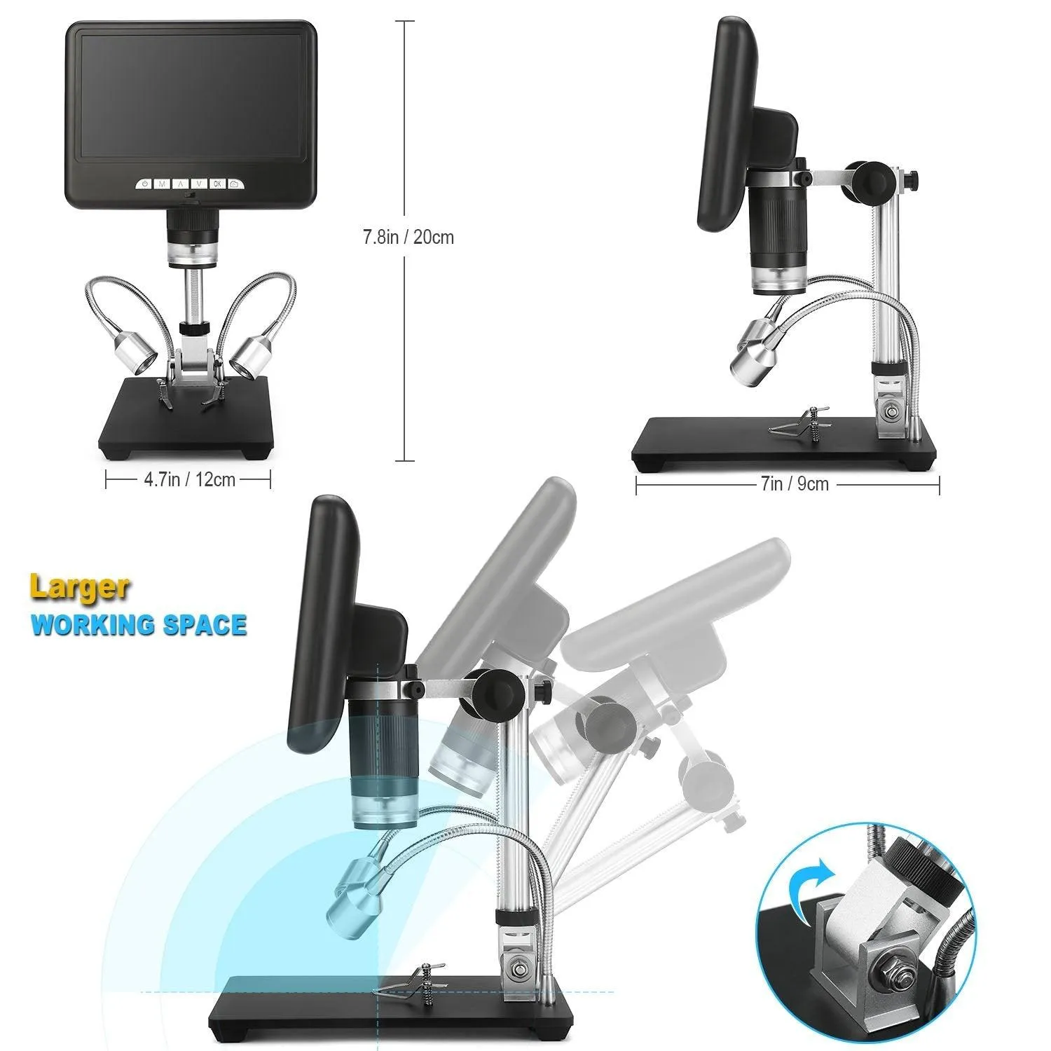 Andonstar AD207 7 inch 3D Digital Microscope Soldering Tool for Phone/PCB/SMD Repair with Image Rotate Function