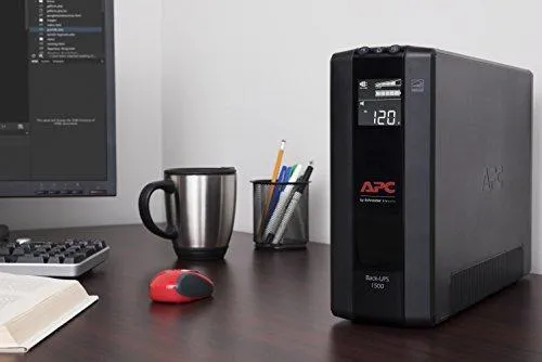 APC UPS, 1500VA UPS Battery Backup & Surge Protector, BX1500M Backup Battery, AVR, Dataline Protection and LCD Display, Back-UPS Pro Uninterruptible Power Supply