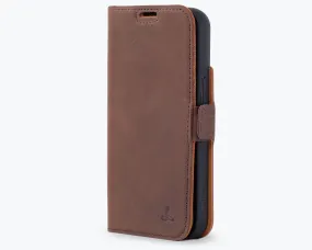 Apple iPhone 15 - Vintage Leather Wallet (Side Clasp)