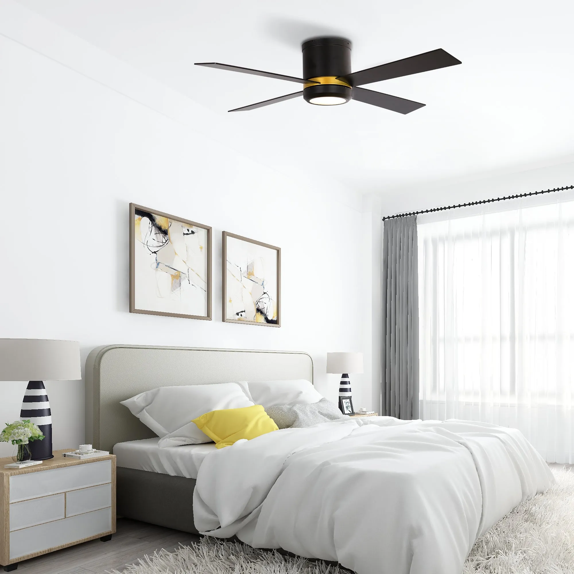 Arlo 52 inch Low Profile Smart Ceiling Fan with LED Light and Smart Wall Switch