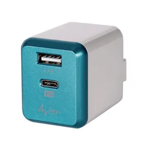 Avier  COLOR MIX PD3.0 2.4A USB 電源供應器 (30W USB-C / USB-A) - Ink Blue - Brand New