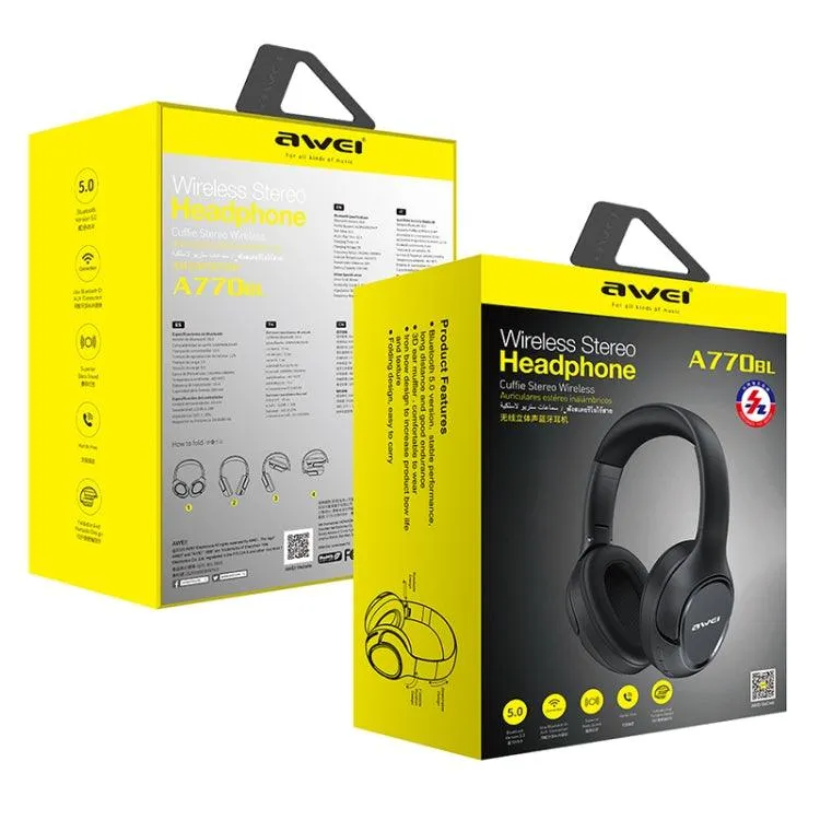 AWEI A770BL Retractable Wireless Bluetooth Headphones with 90° Rotating Ear Cups for Ultimate Comfort