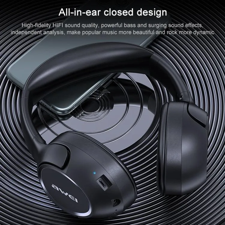 AWEI A770BL Retractable Wireless Bluetooth Headphones with 90° Rotating Ear Cups for Ultimate Comfort