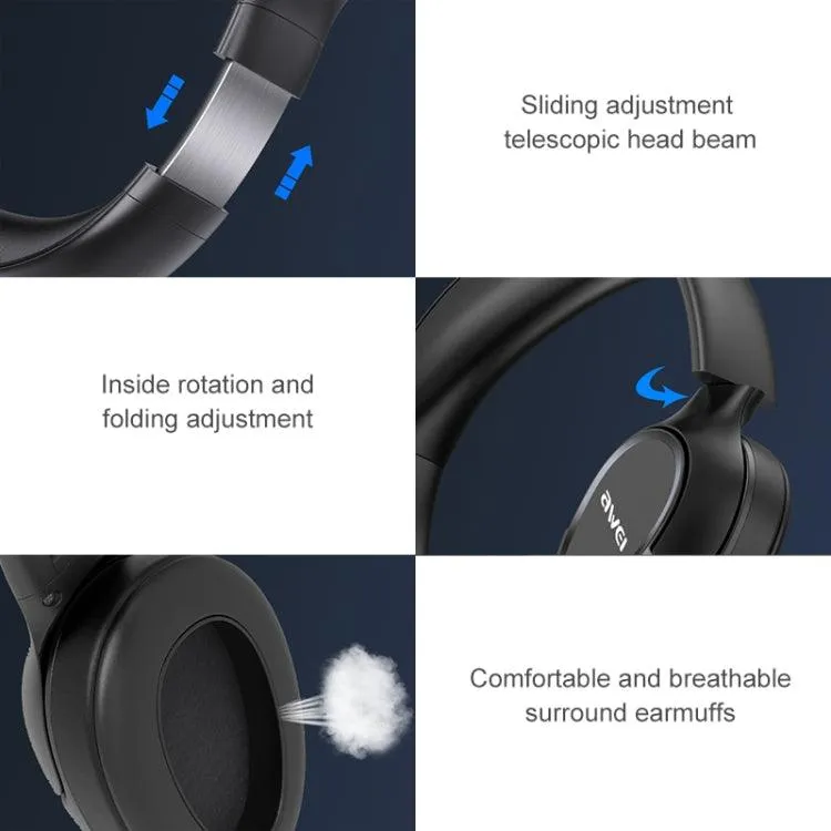 AWEI A770BL Retractable Wireless Bluetooth Headphones with 90° Rotating Ear Cups for Ultimate Comfort