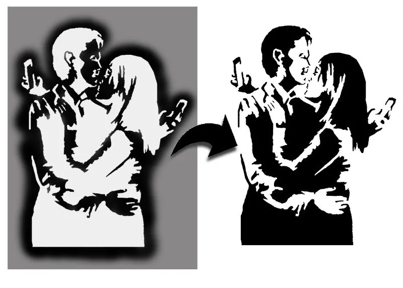 Banksy Mobile Lovers Stencil