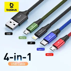 Baseus 3 in 1 USB Cable Type C Cable for Samsung S20 Xiaomi Mi 9 Cable for iPhone 12X11 Pro Max Huawei Charger Cable