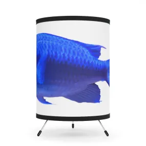 Blue Fish Tripod Lamp with High-Res Printed Shade, US/CA plug