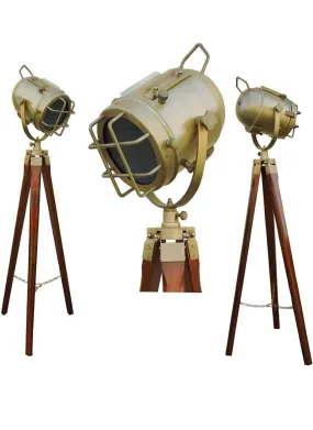 Brass Tripod Lamp Home Decore Searchlight Marine Spotlight Retro