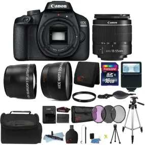 Canon EOS 4000D 18MP Digital SLR Camera   18-55mm Lens   16GB Top Accessory Kit