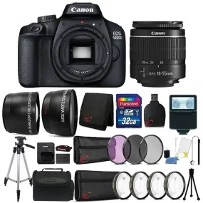 Canon EOS 4000D 18MP Digital SLR Camera   18-55mm Lens   32GB Top Accessory Kit