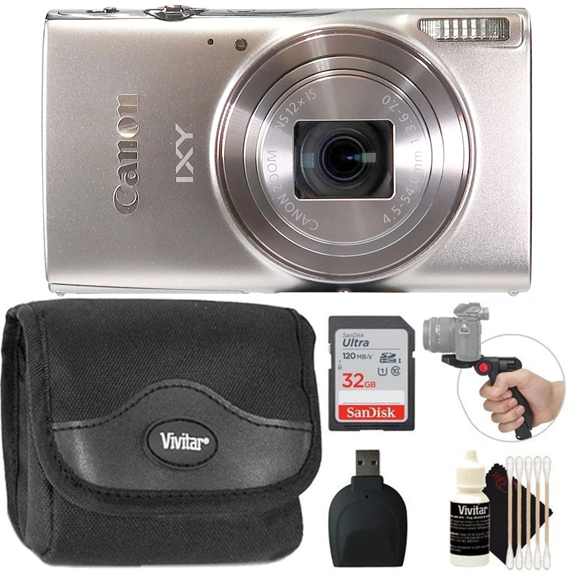 Canon Powershot IXY 650/ELPH 360 20.2MP Point and Shoot Digital Camera (Silver) with 32GB Accessory Bundle