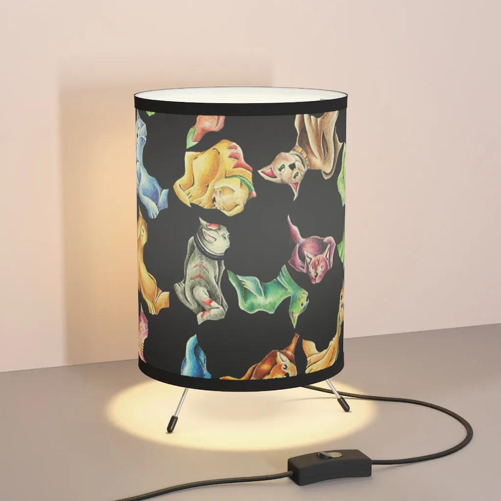 Cat Pattern Tripod Lamp with High-Res Printed Shade, US/CA plug