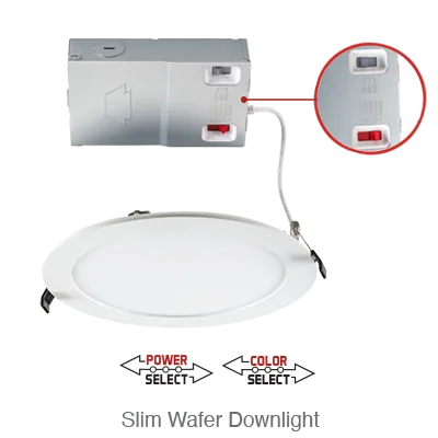 Circa 4 Inch LED Round Wafer Down Light, 710 Lumens, 9W, 120V, CCT Selectable: 2700K/3000K/3500K/4000K/5000K