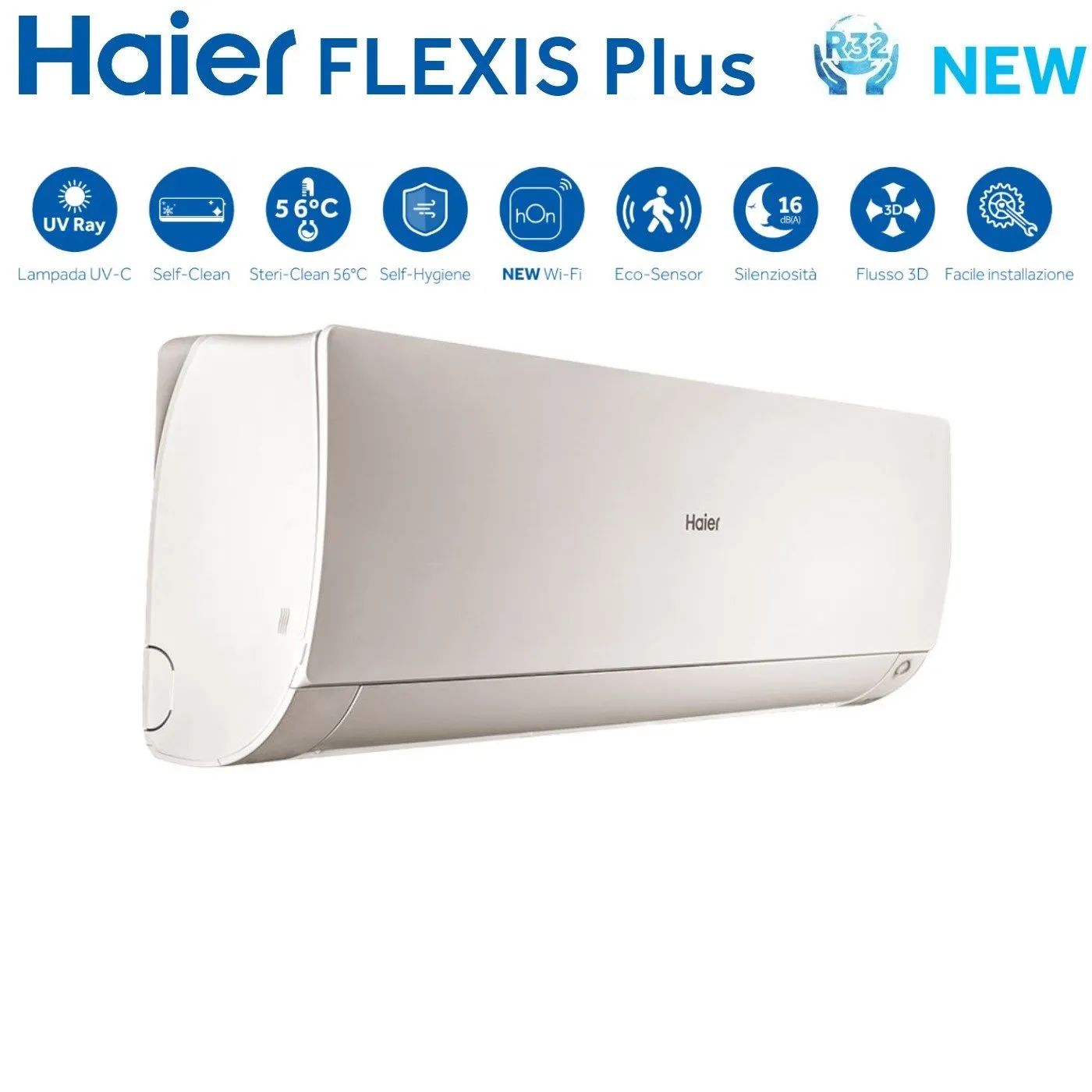 Climatizzatore Condizionatore Haier Quadri Split Inverter serie FLEXIS PLUS WHITE 9 9 12 12 con 4U85S2SR3FA R-32 Wi-Fi Integrato Colore Bianco 9000 9000 12000 12000