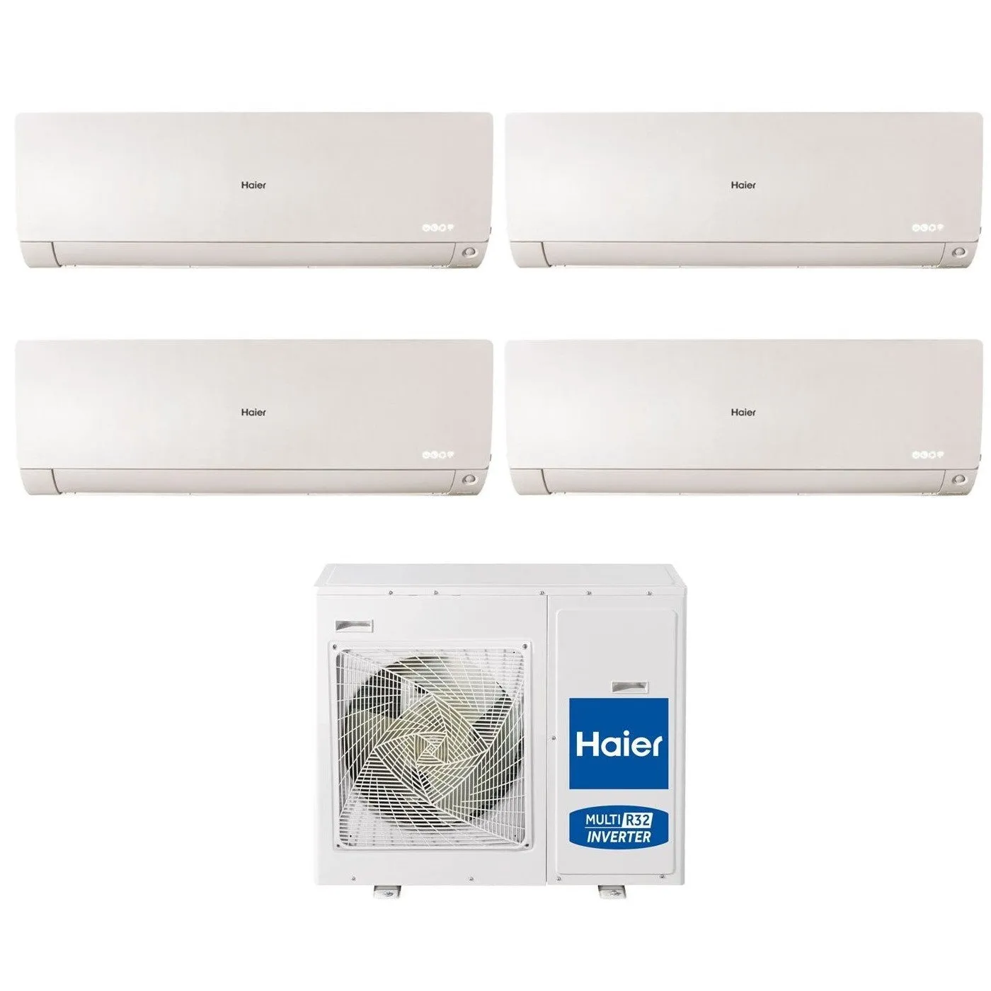 Climatizzatore Condizionatore Haier Quadri Split Inverter serie FLEXIS PLUS WHITE 9 9 12 12 con 4U85S2SR3FA R-32 Wi-Fi Integrato Colore Bianco 9000 9000 12000 12000