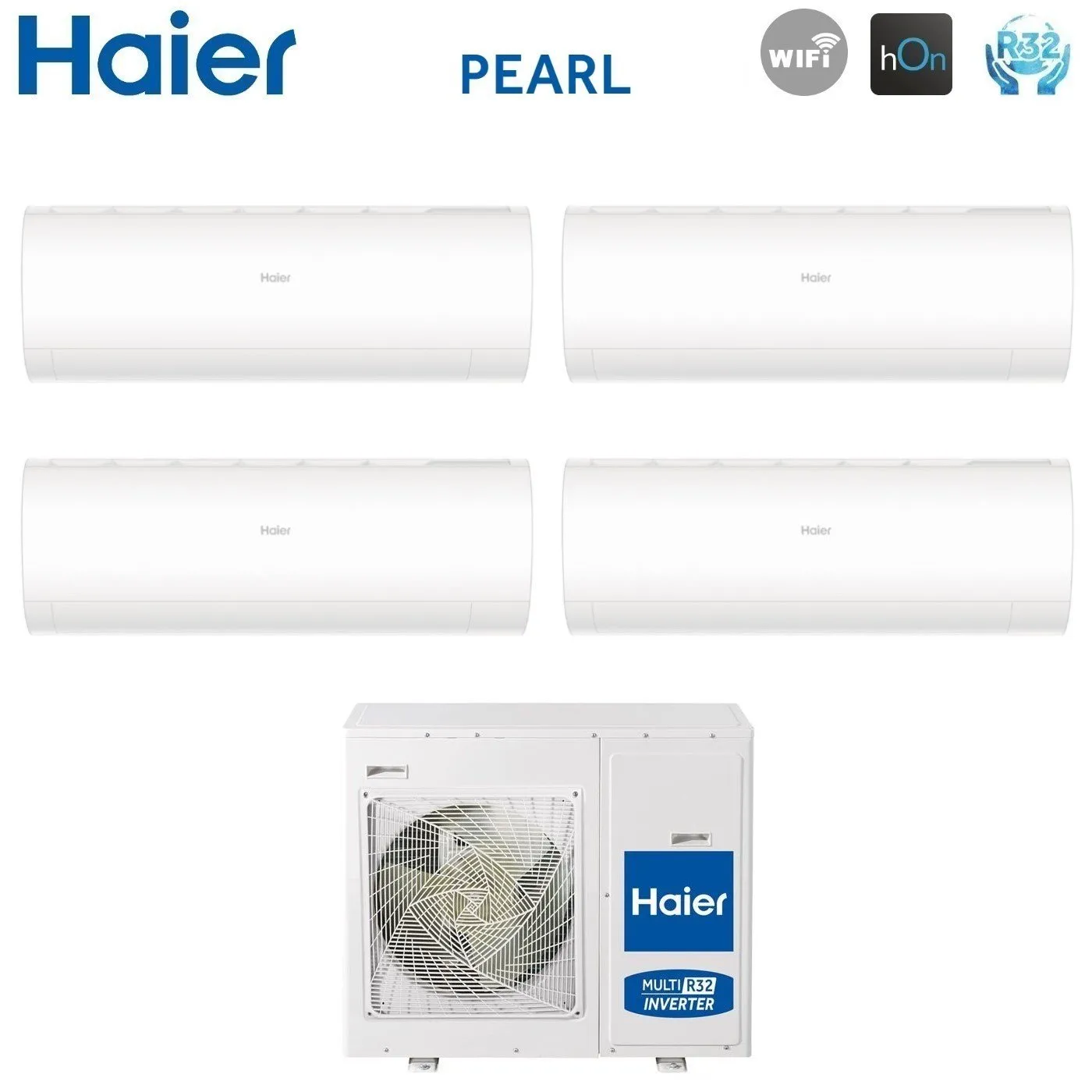 Climatizzatore Condizionatore Haier Quadri Split Inverter serie PEARL 7 9 9 18 con 4U75S2SR2FA R-32 Wi-Fi Integrato 7000 9000 9000 18000 - Novità