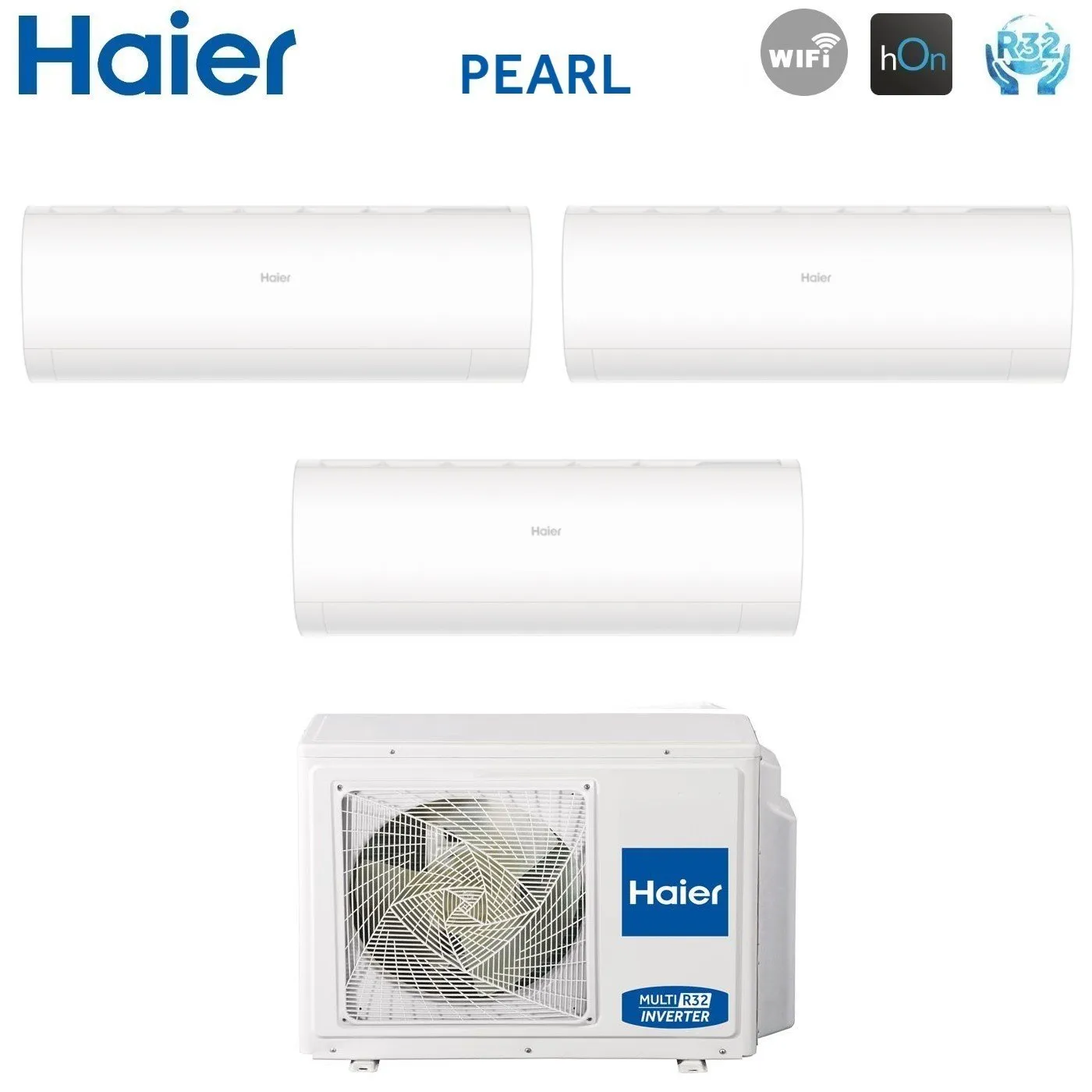 Climatizzatore Condizionatore Haier Trial Split Inverter serie PEARL 7 7 12 con 3U70S2SR5FA R-32 Wi-Fi Integrato 7000 7000 12000