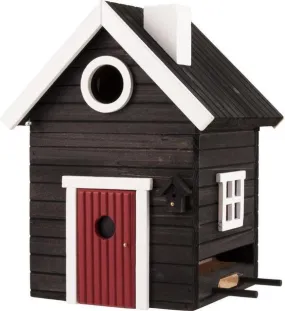 Combined Bird Feeder and Bird House Black Cottage