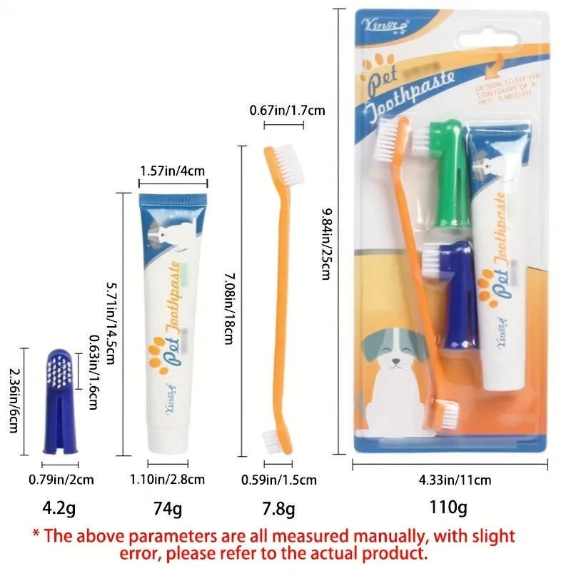 Complete Pet Dental Care Kit Toothbrush Toothpaste and Finger Cover