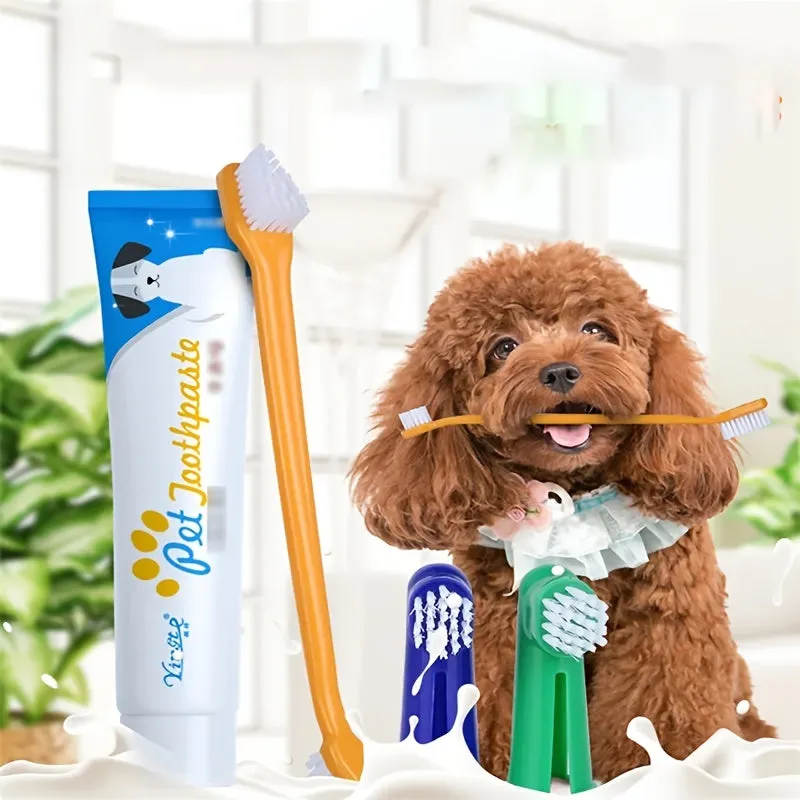 Complete Pet Dental Care Kit Toothbrush Toothpaste and Finger Cover