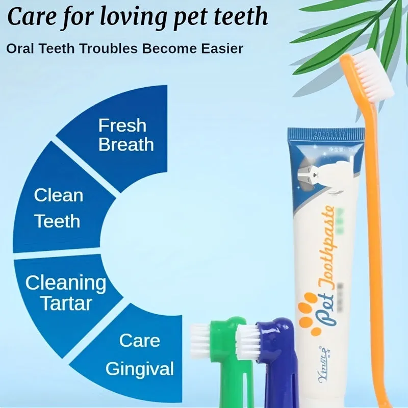 Complete Pet Dental Care Kit Toothbrush Toothpaste and Finger Cover