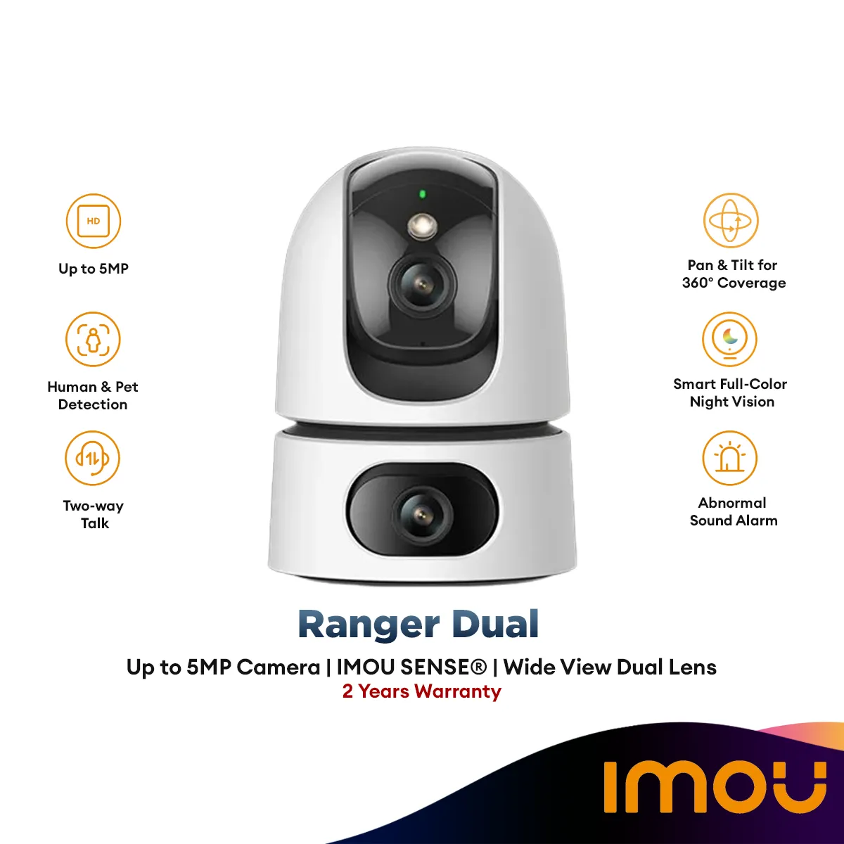 Dahua Imou Ranger Dual Up to 5MP Wireless IP Camera CCTV Pan & Tilt Smart With AI Human Detect Siren 2 Way Talk