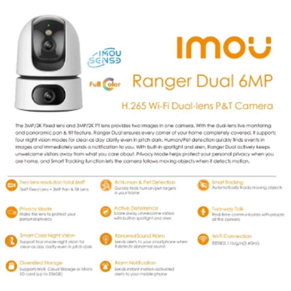 Dahua Imou Ranger Dual Up to 5MP Wireless IP Camera CCTV Pan & Tilt Smart With AI Human Detect Siren 2 Way Talk