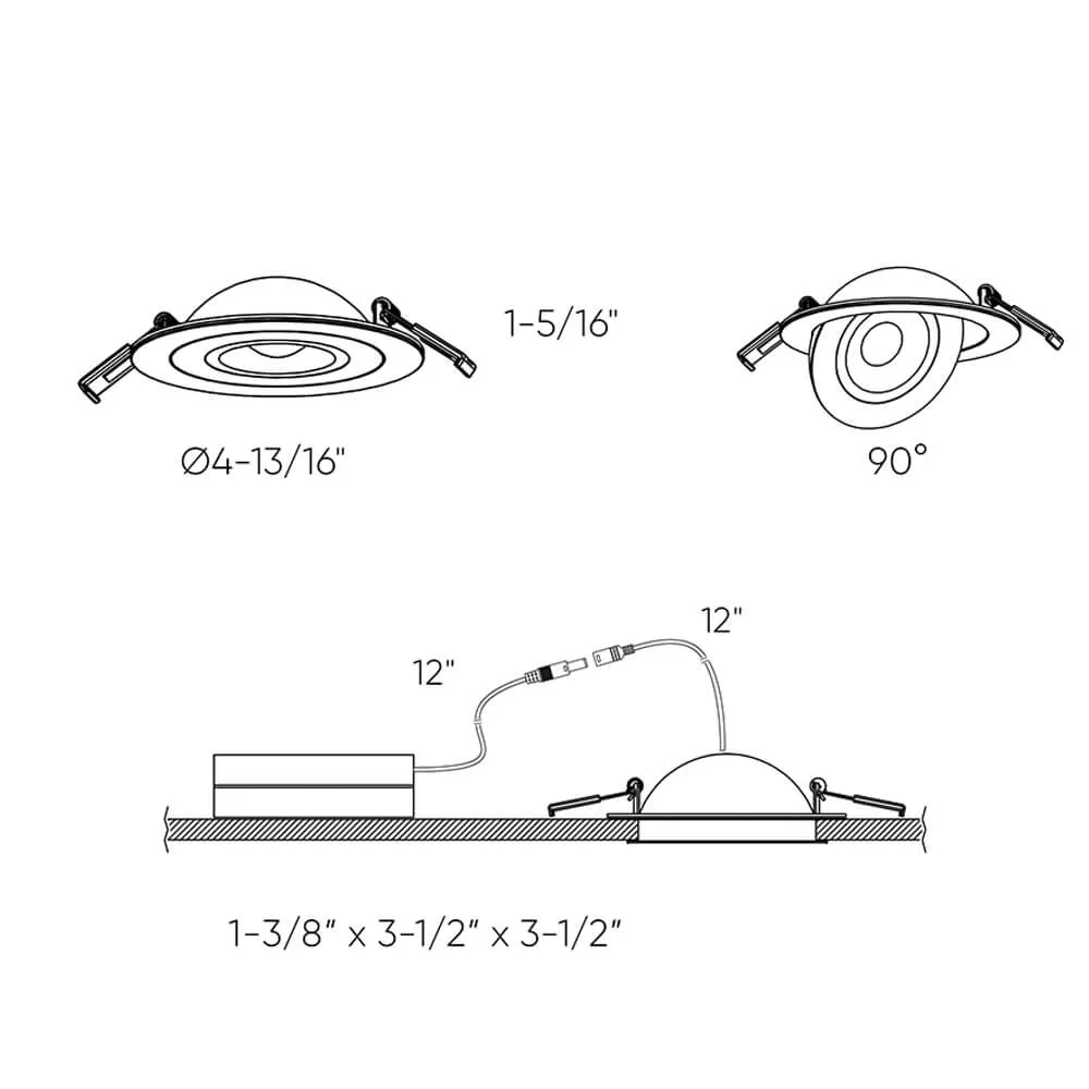 DALS Lighting  FGM4-3K-WH - 4 Inch LED Flat LED Gimbal - 9 Watt - 3000 Kelvin -White Finish