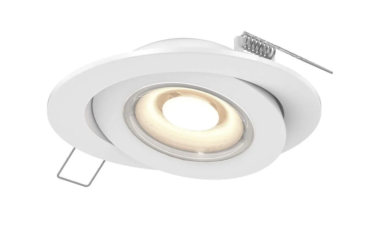 DALS Lighting  FGM4-3K-WH - 4 Inch LED Flat LED Gimbal - 9 Watt - 3000 Kelvin -White Finish