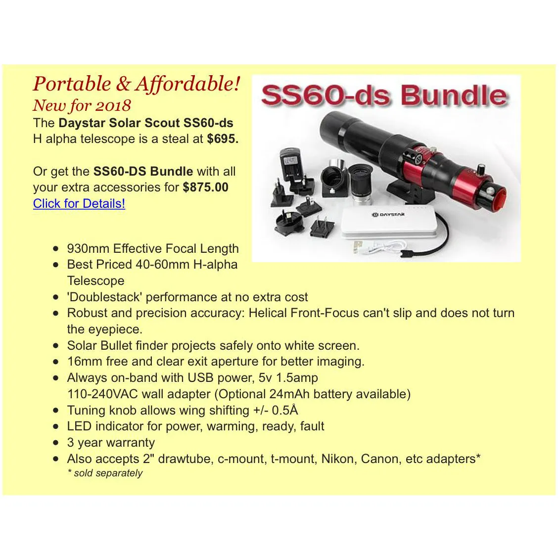 Daystar 60mm-ds Solar Scout Bundle