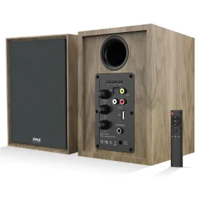 Desktop Bluetooth Bookshelf Speakers - Hifi Studio Monitor Computer Desk Stereo Speaker System, Connections And Studio Quality Sound, Modern Stylish Quality Wood (60Watt Max)