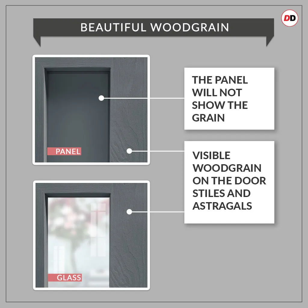 Double Sliding Door & Premium Wall Track - Eco-Urban® Queensland 7 Pane Doors DD6424SG Frosted Glass - 6 Colour Options