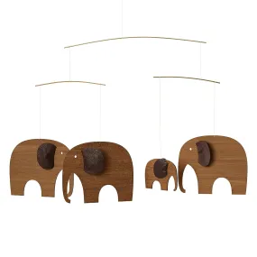 Elephant Party Teak Mobile