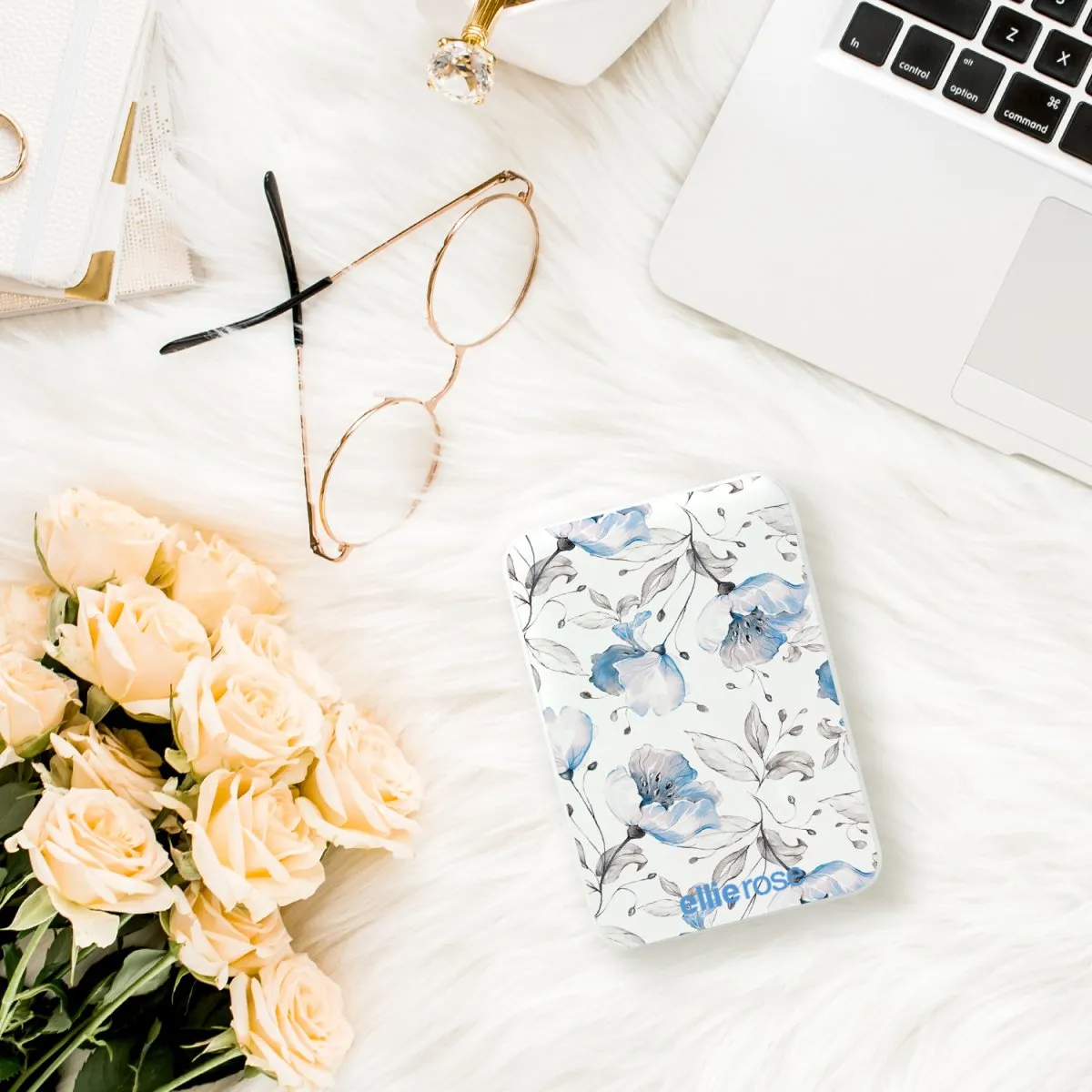 Ellie Rose - Power Bank Charger - Blue Floral