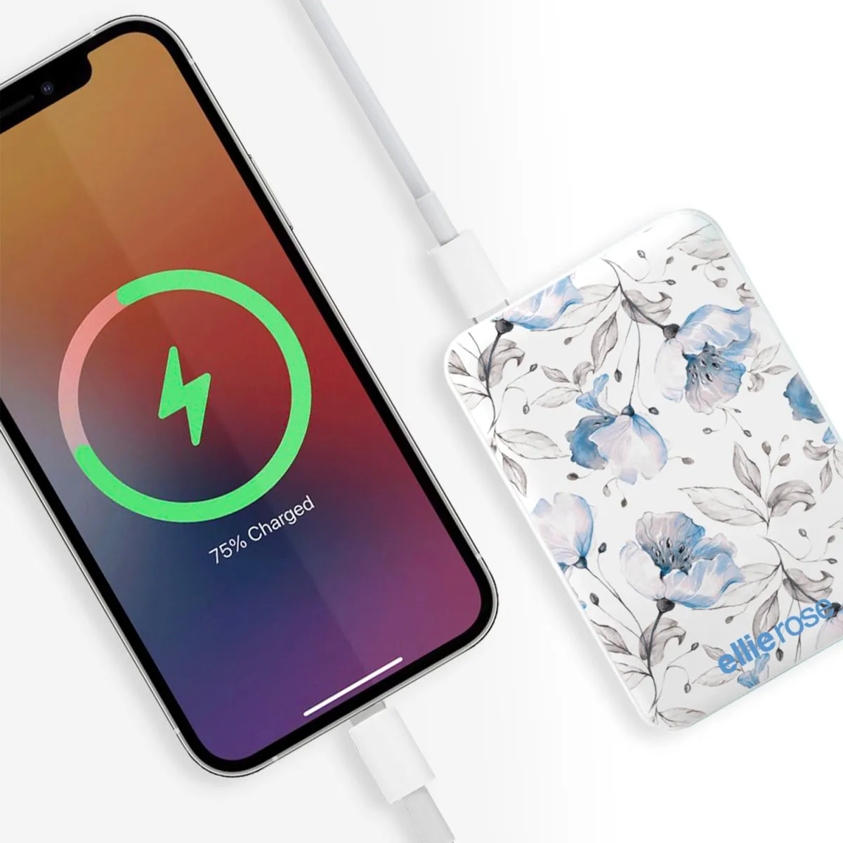 Ellie Rose - Power Bank Charger - Blue Floral