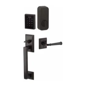 Emtek Hamden EMPowered™ Motorized Touchscreen Handle set with Lowell Glass Knob