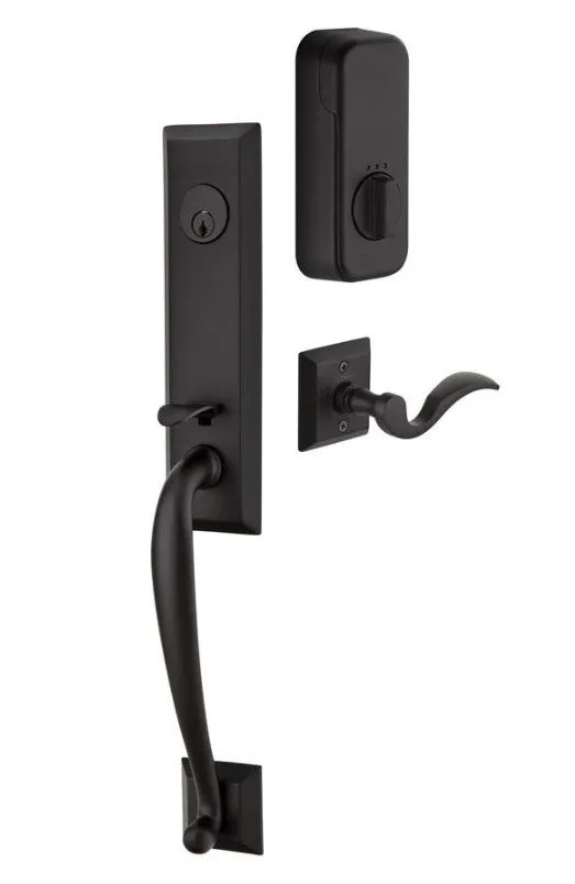 Emtek Single Cylinder Adams Handleset EMPowered Motorized Smart Lock Upgrade With Basel Lever