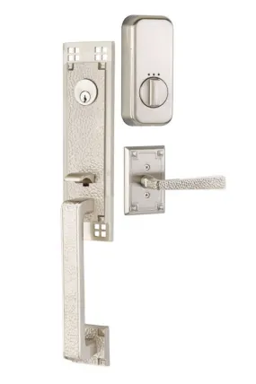 Emtek Single Cylinder Arts & Crafts Handleset EMPowered Motorized Smart Lock Upgrade With Modern Square Glass Knob